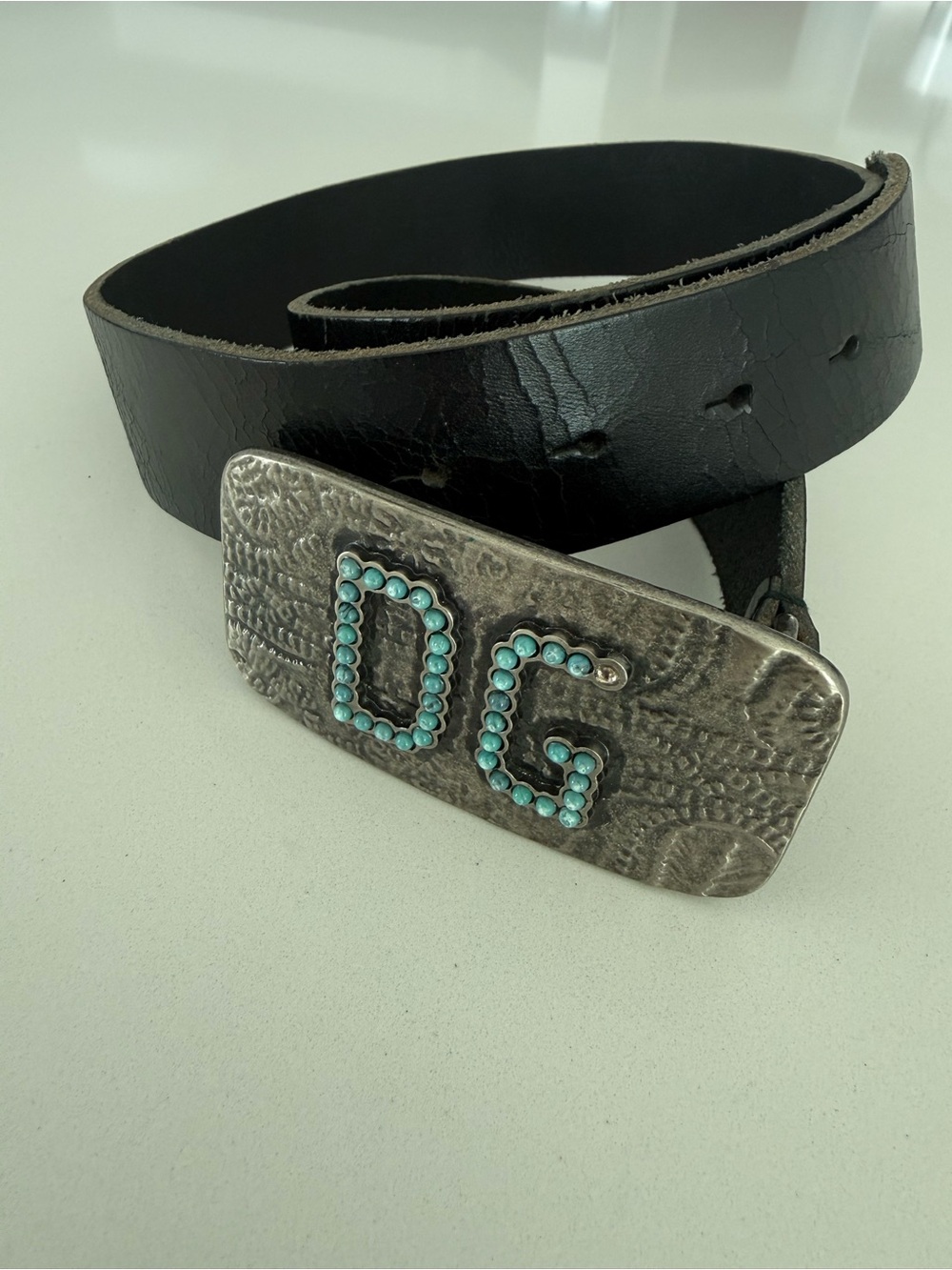 Dolce & Gabbana Vintage DG Turquoise Studded Western Leather Belt Made in Italy”